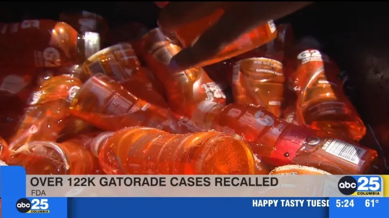 FDA recalls over 122,000 cases of Gatorade in 37 states, including SC