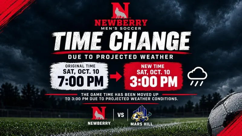 Men's Soccer Match on 10/10 Time Change