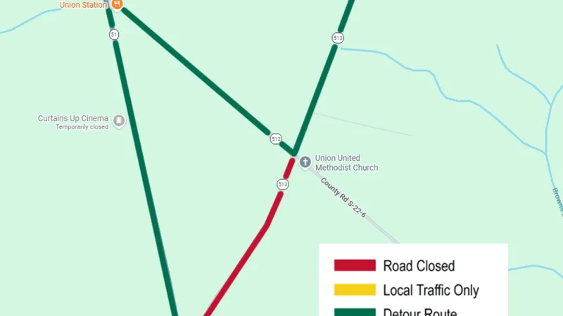 Portion of County Line Road (SC-513) closed for repair in Georgetown Co., detours: SCDOT