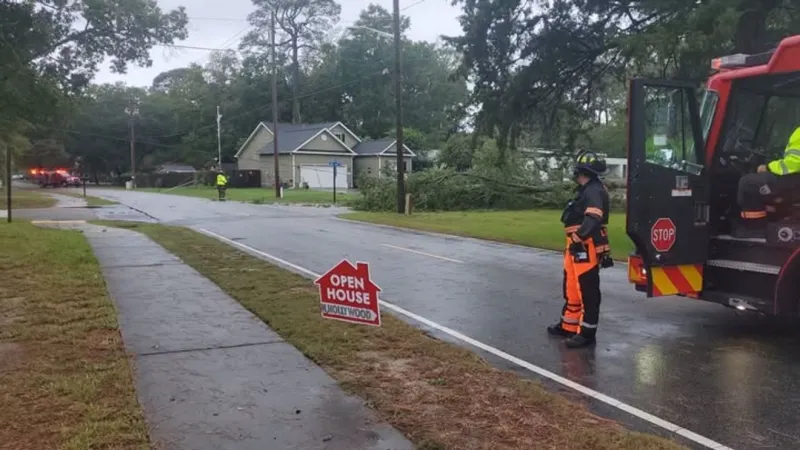 Crews clear tree, downed power lines at Surfside Beach intersection
