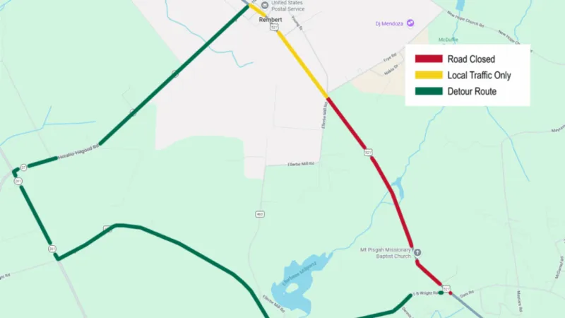 SCDOT to shut down portion of U.S. 521 in Sumter County