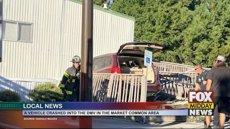 Vehicle Crashes Into DMV In The Market Common Area