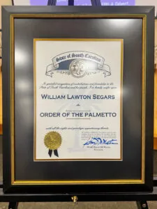 Segars receives Order of Palmetto for decades of historic preservation