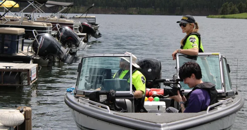 Pennington County Sheriff's Office boat patrol on the water in the Black Hills