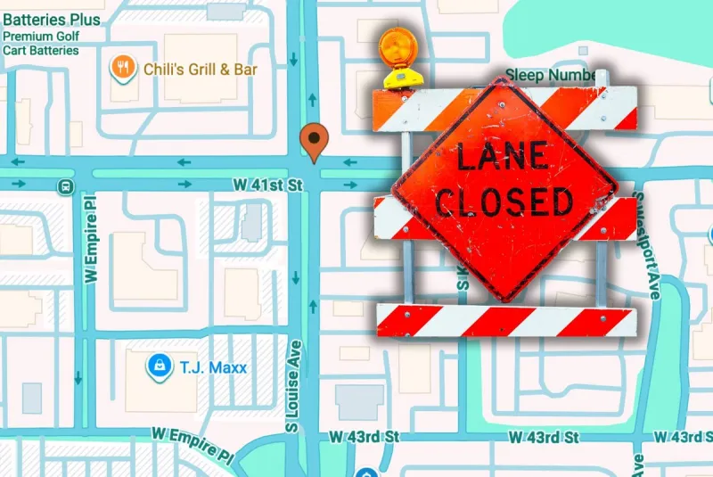 Sioux Falls Lane Closures On 41st Street and Louise Avenue