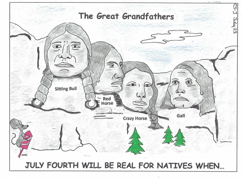Trump's visit to Mount Rushmore, he is standing on stolen land