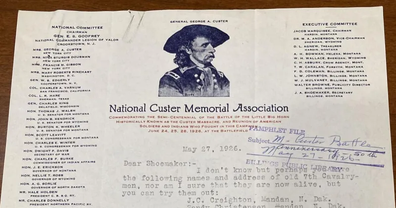 Little Bighorn library letters: A glimpse into preparing for the 50th commemoration