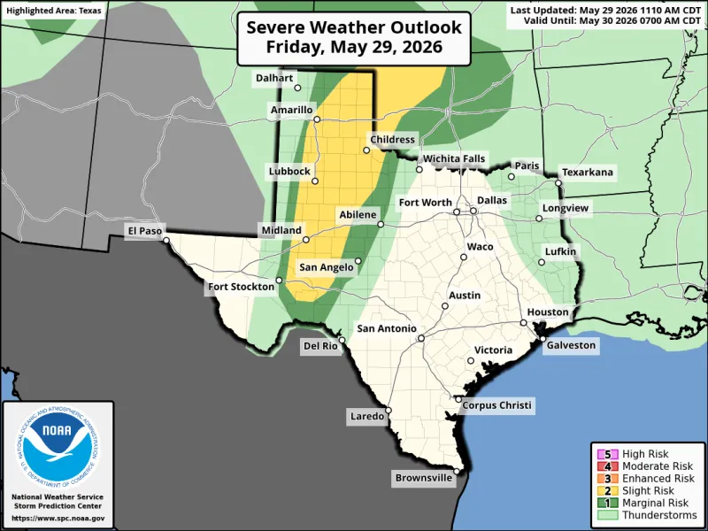 Severe weather chance increases this afternoon in West Texas