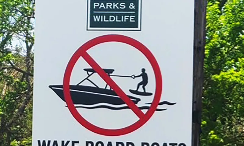 Fake wake board boat restriction sign pulled