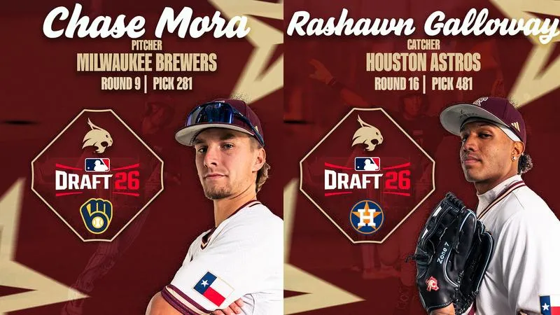 Mora, Galloway Selected in 2026 MLB Draft