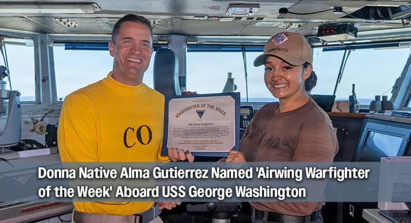 USS George Washington Recognizes Donna Native as Top Airwing Warfighter