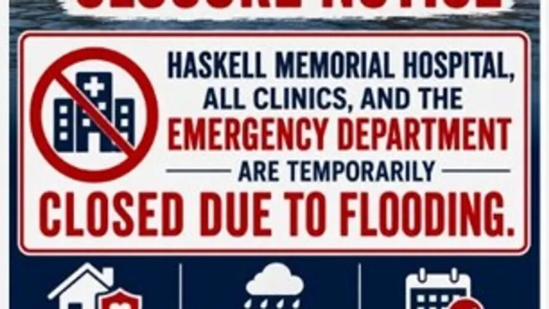 UPDATE: Haskell Memorial Hospital closes as flash flooding impacts Haskell County