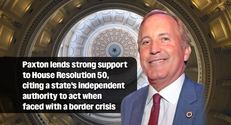 Texas AG Backs Congressional Resolution Affirming Texas's Constitutional Right to Defend Borders