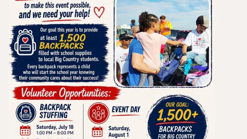 Organizers seek volunteers for 2026 Hearts BBQ backpack giveaway for Big Country students