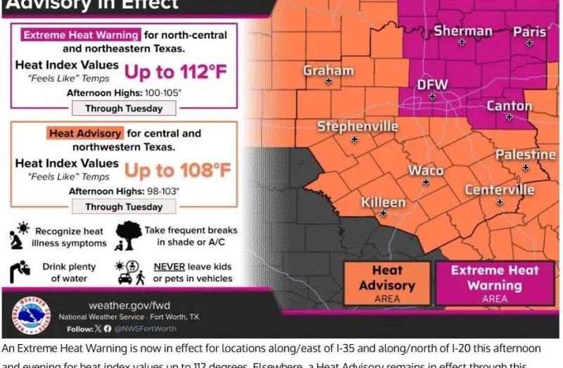 Heat warning extends into Wednesday evening