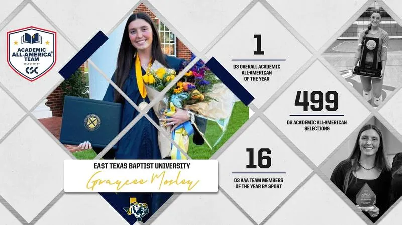 ACADEMICS | ETBU's Mosley Named Top Academic Student-Athlete in NCAA Division III