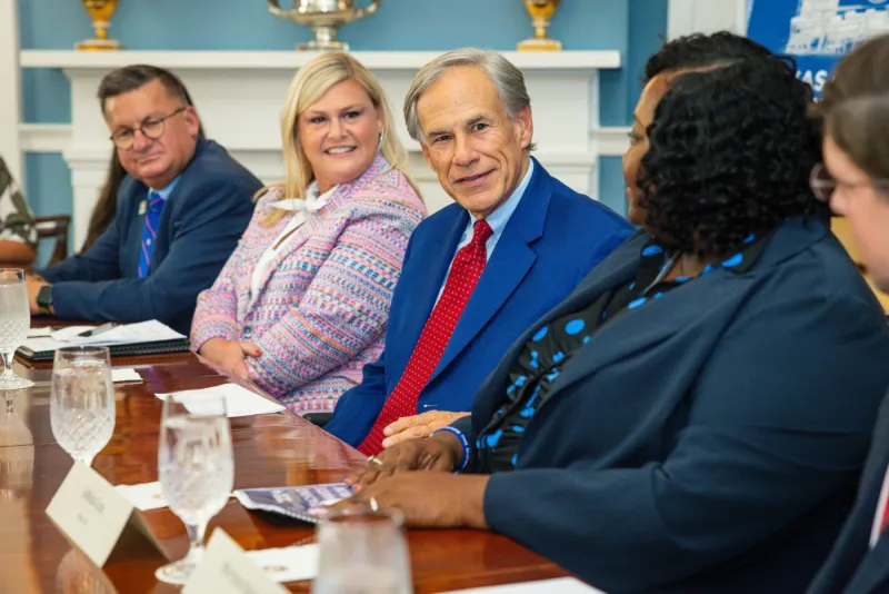 Governor Abbott Holds Inaugural Texas Classroom Commission Meeting At Governor's Mansion