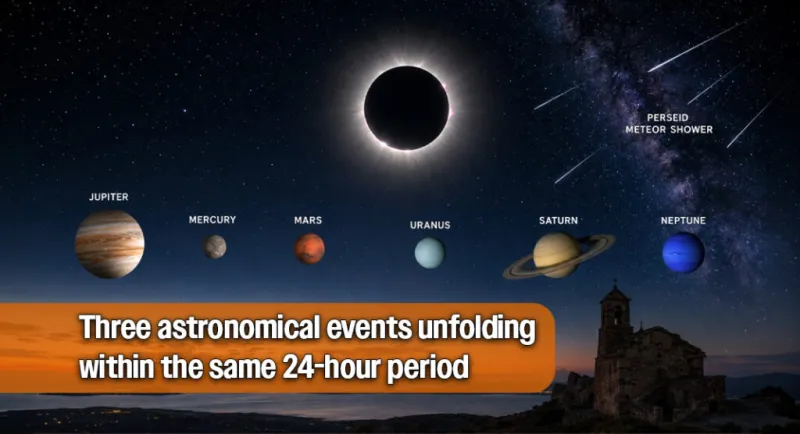 Solar Eclipse, Six-Planet Parade and Perseids Converge on Aug. 12