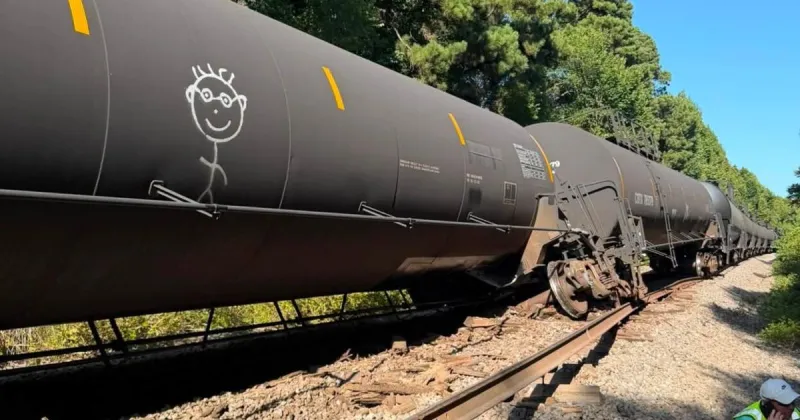 Harrison County train derailment closes road