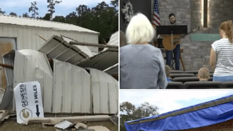 Faith and perseverance: Church holds service one day after wind peels off part of roof