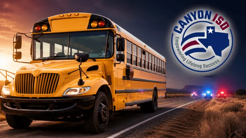 Canyon ISD school bus carrying four students involved in crash on FM 2219