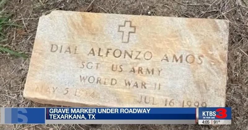 Road project uncovers WWII veteran's grave marker hidden under Texarkana street