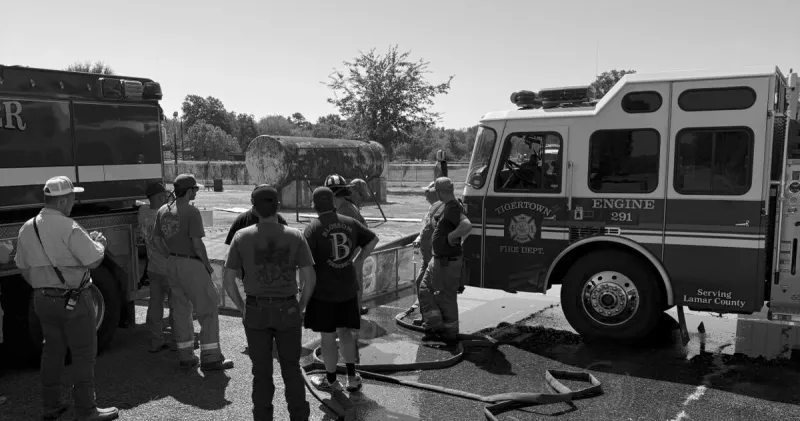 Volunteer firefighters from across the county gather to train cooperatively