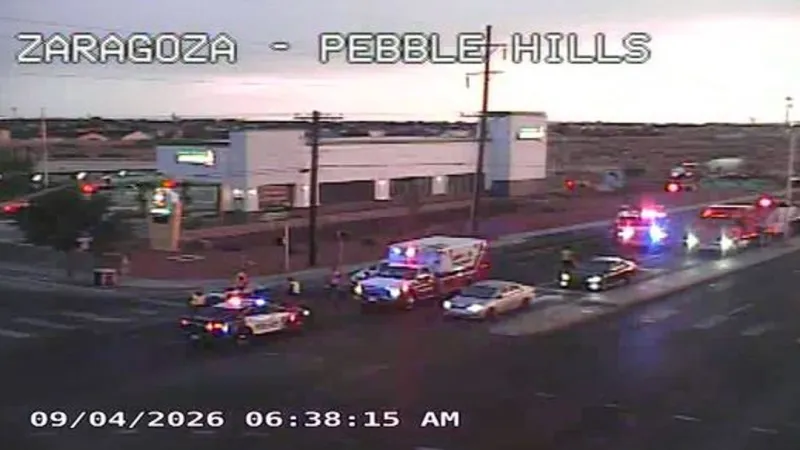 Collision blocks three right southbound lanes at Zaragoza and Pebble Hills