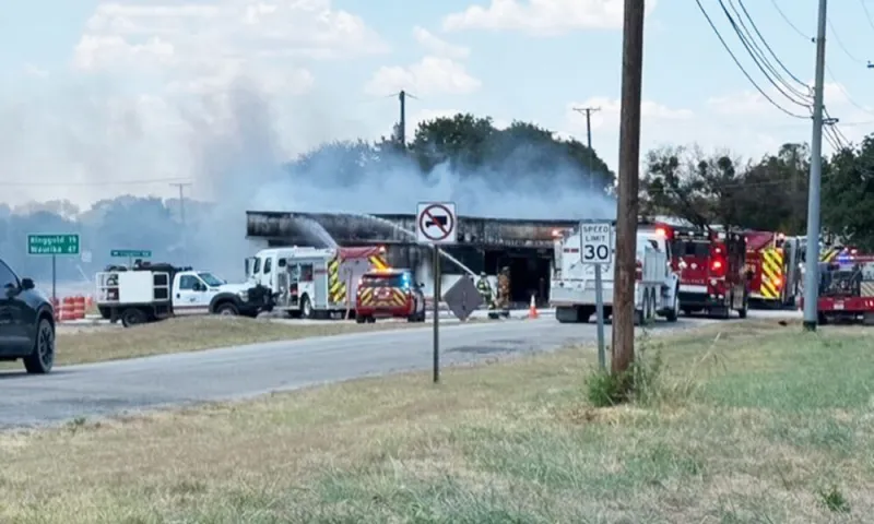 Fire destroys building at Hwy 81 and Theater Road Sunday