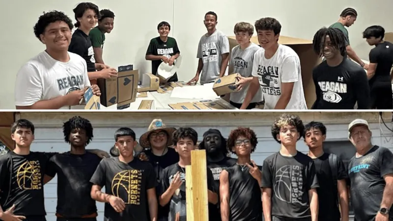 Reagan football players help support families and children in need