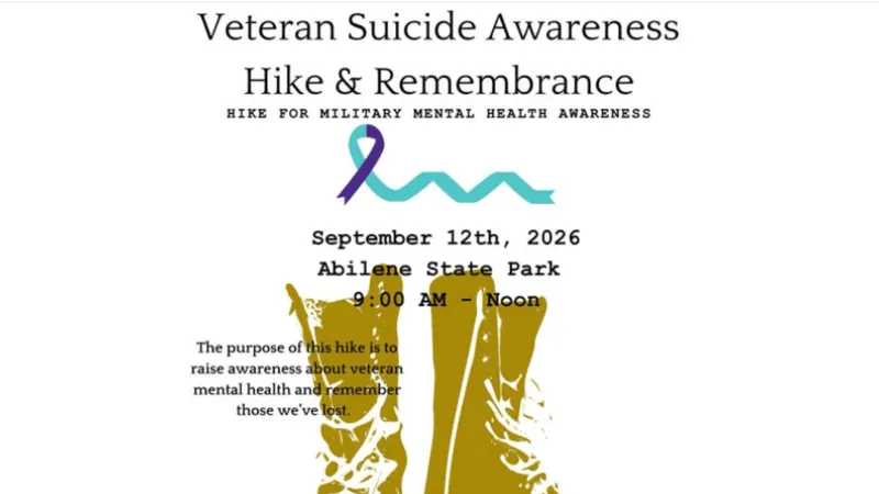 Veteran suicide awareness hike planned at Abilene State Park