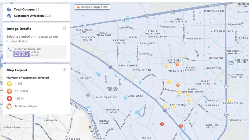 Thousands without power in East El Paso due to multiple power outages amid storms