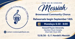 Brownwood Community Chorus invites singers to prepare for Handel's "Messiah"