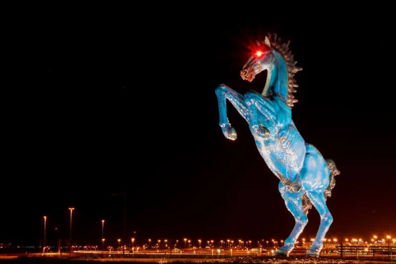 The Plaza Gators And DIA Blue Horse Were Made By An El Pasoan