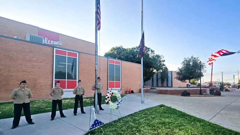 Tascosa NJROTC cadets stand guard at 9/11 memorial wreath