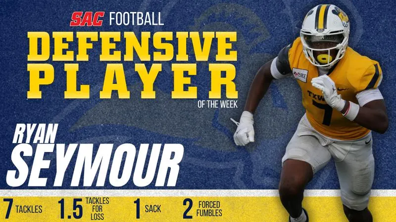 FB Seymour earns Digital Scoreboards SAC Defensive Player of the Week honors