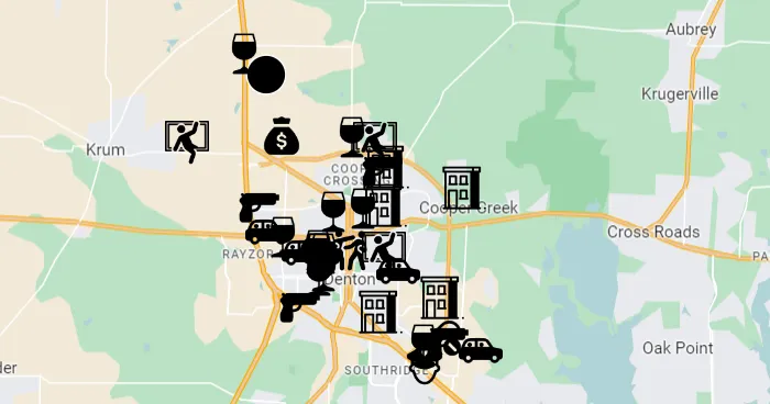 Map: Denton police reports from Sept. 7-13, 2026