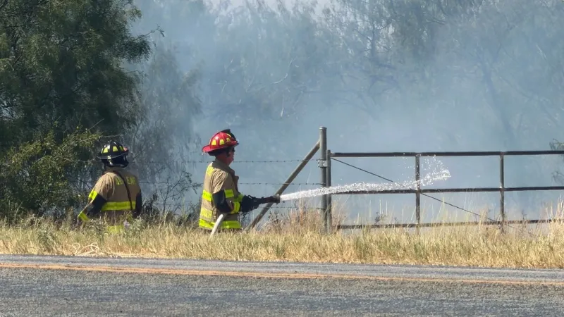 Truck crashes, starts grass fire near new Abilene fire station