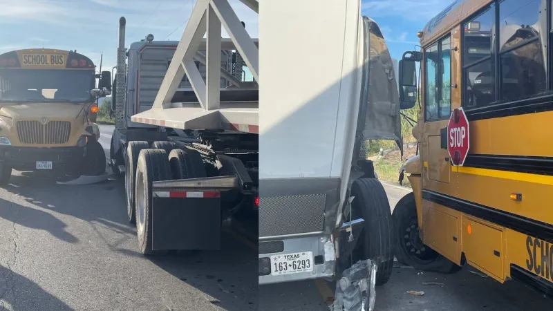 School bus, 18-wheeler crash closes road in New Braunfels