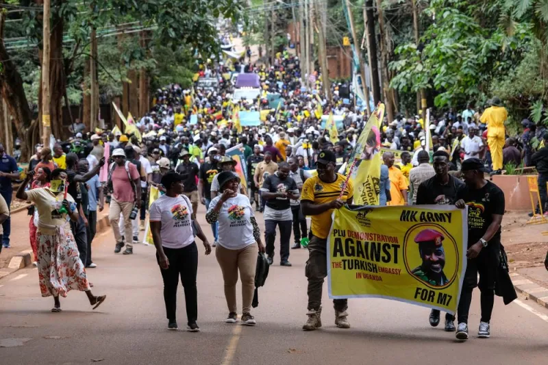 Hundreds rally at Turkey's embassy in Uganda to demand a dissident's extradition