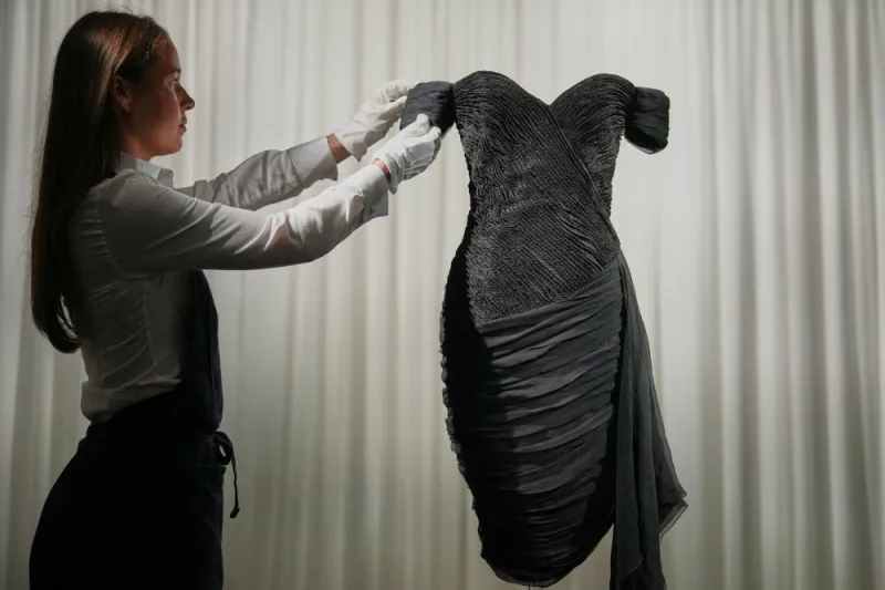 Back in black: Princess Diana's 'revenge dress' goes on show ahead of Sotheby's auction