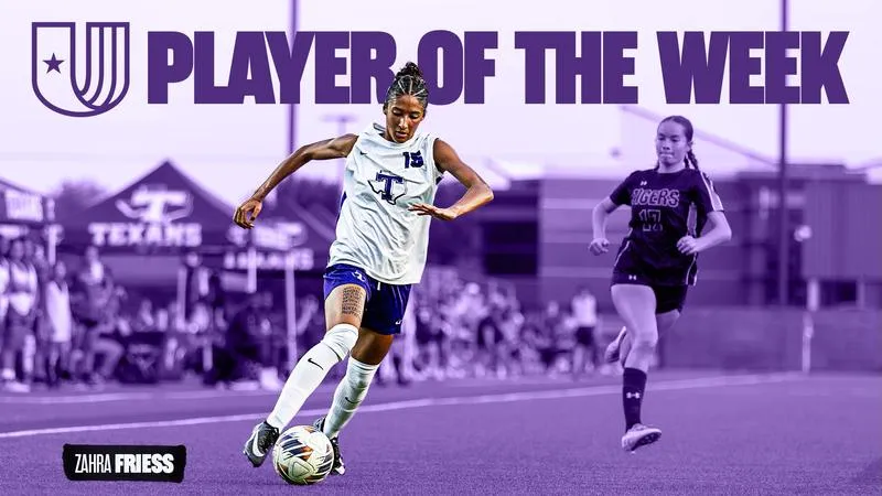 Texan Soccer wins 3rd straight UAC Player of the Week award, Zahra Friess recognized after home win
