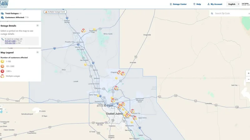 More than 7,000 El Paso Electric customers without power early Wednesday