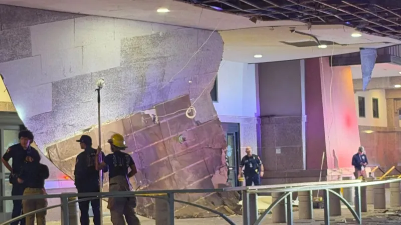 El Paso airport entrance awning collapse amid heavy rain, officials say no injuries