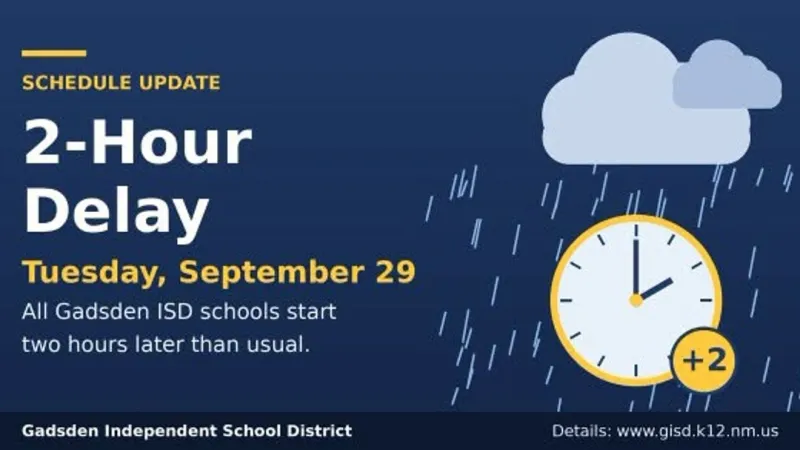 Gadsden ISD shifts to a two-hour delayed start Tuesday due to heavy rain