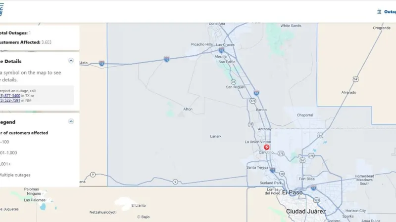Canutillo streets blocked due to downed electrical wires