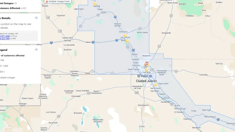 Nearly 18,000 El Paso Electric customers without power as heavy rain hits Tuesday
