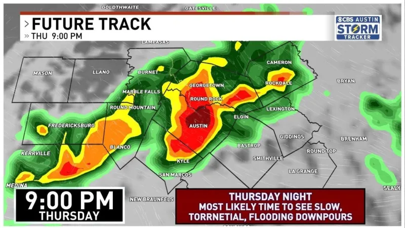 Heaviest rain, biggest flood threat expected Thursday night in Central Texas