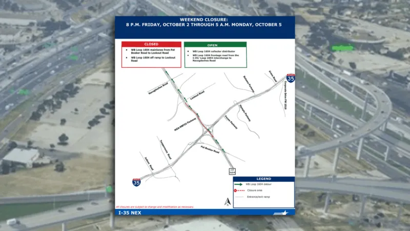 WEEKEND ROAD CLOSURES: Westbound Loop 1604 closure set for weekend traffic shift