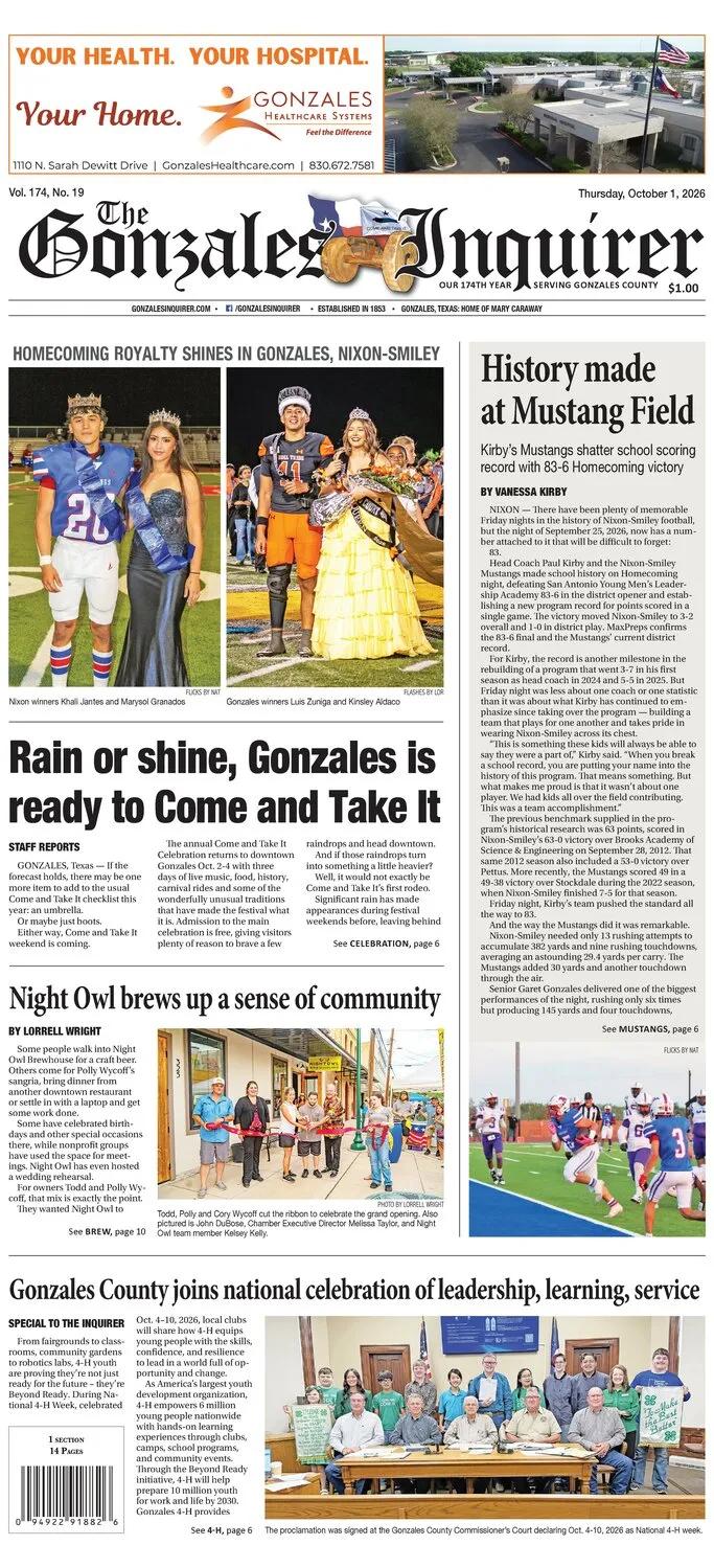 Thursday, October 1, 2026